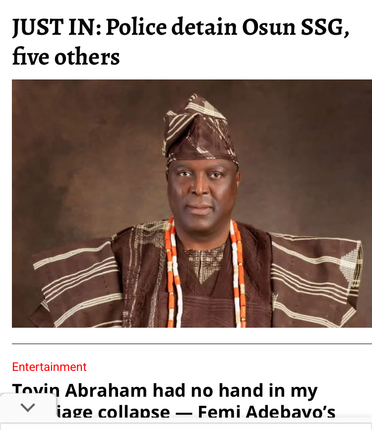 JUST IN: Police detain Osun SSG, five others